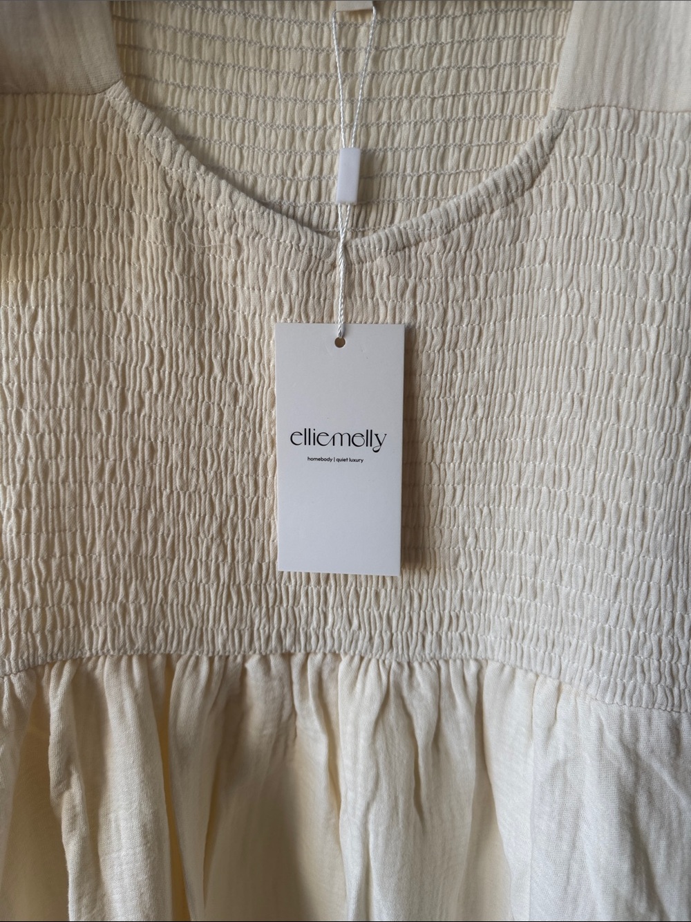 Ivory Smocked Maxi Dress with Ruffle Sleeves - Picture 2 of 6